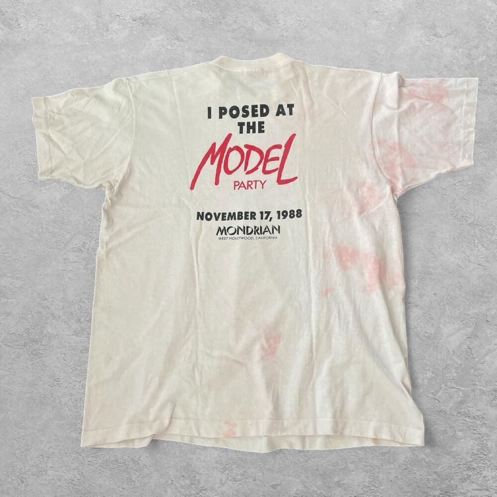 VTG 80s Model Magazine Tee XL White Single Stitch USA Made Grandpacore